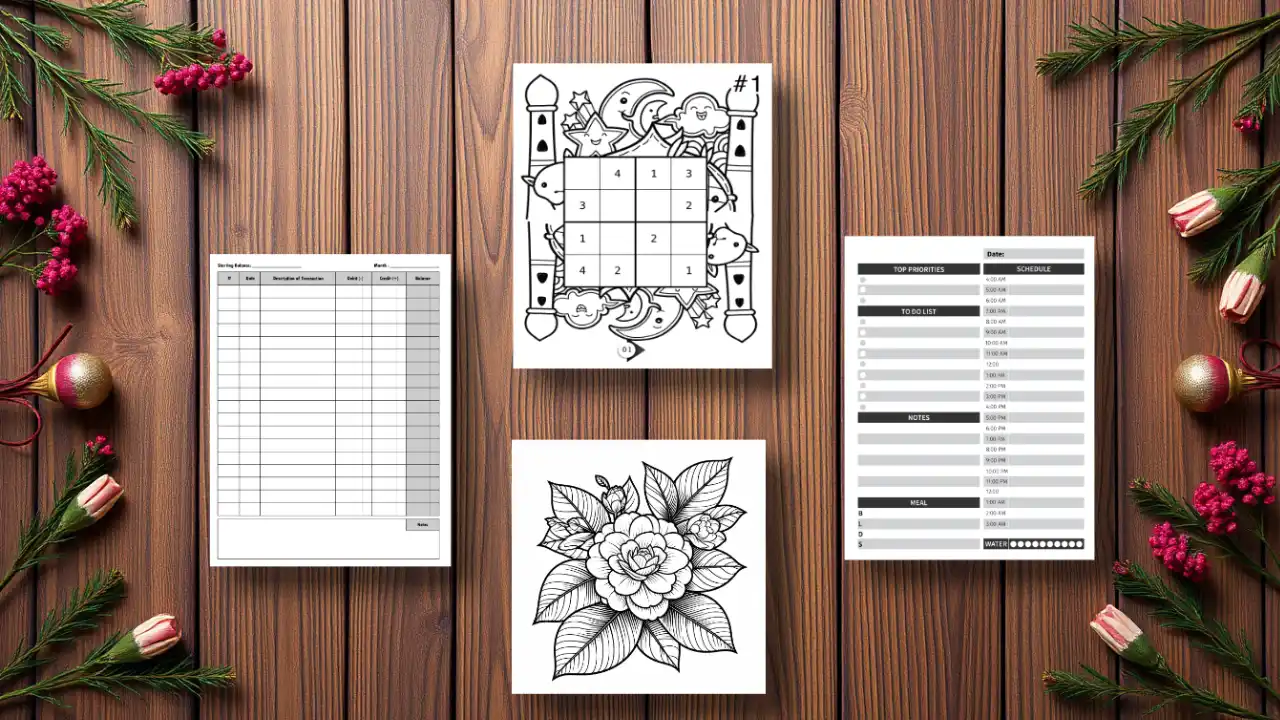 planner, coloring book, activity book, log book