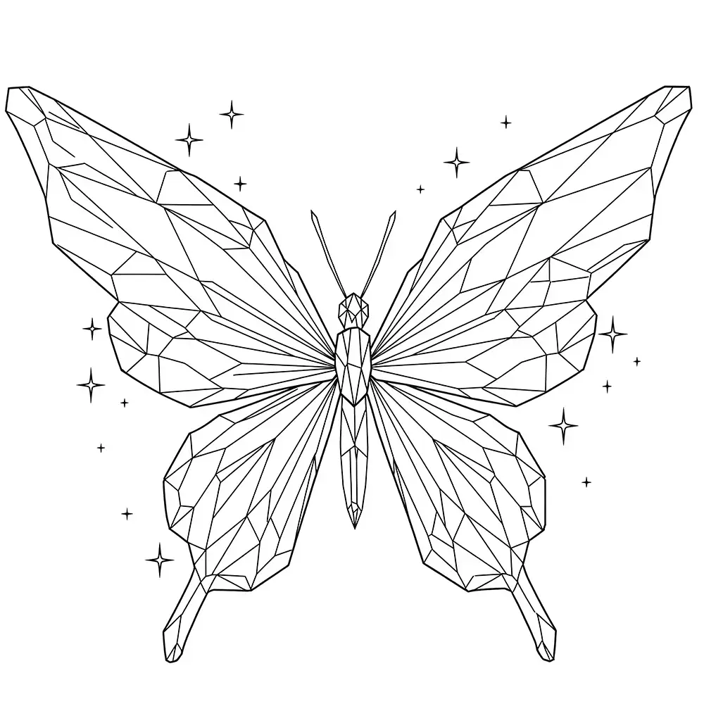 Geometric Butterfly Coloring Page